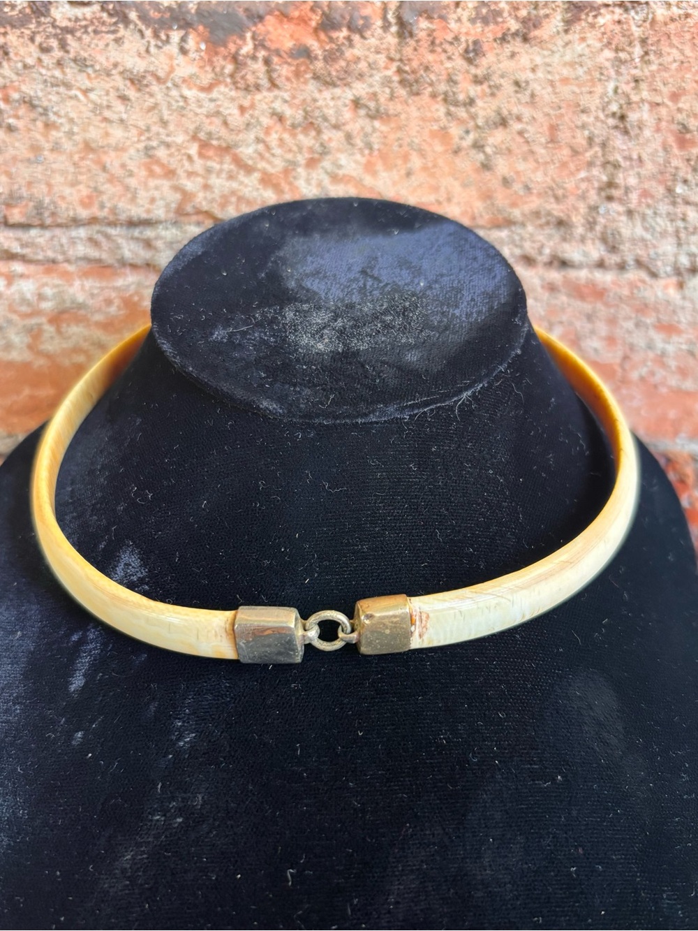 Vintage Antique Articulated Bone Choker Necklace Sterling Silver